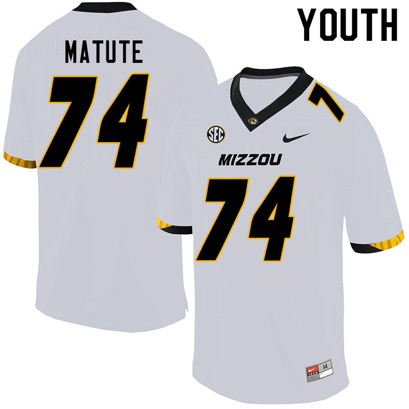 Youth #74 Angel Matute Missouri Tigers College Football Jerseys Sale-White
